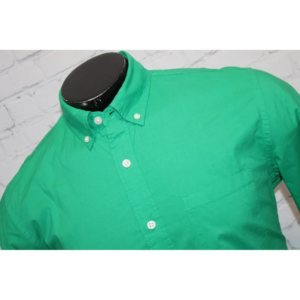 J.Crew Button Down Shirt Mens Medium Green Long Sleeve Lightweight Cotton